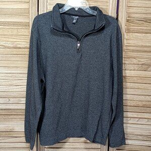 Van Heusen Pullover Flex Quarter-Zip Gray Size Large